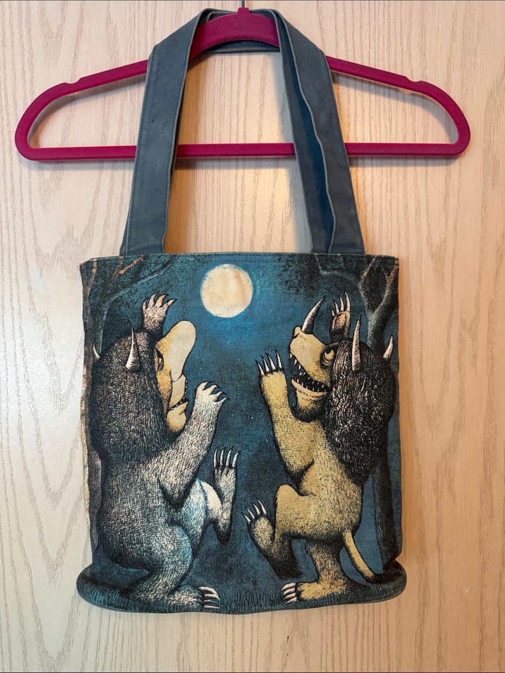 Canvas tote bag, Where the wild things are Monster Illustration Tote Bag -